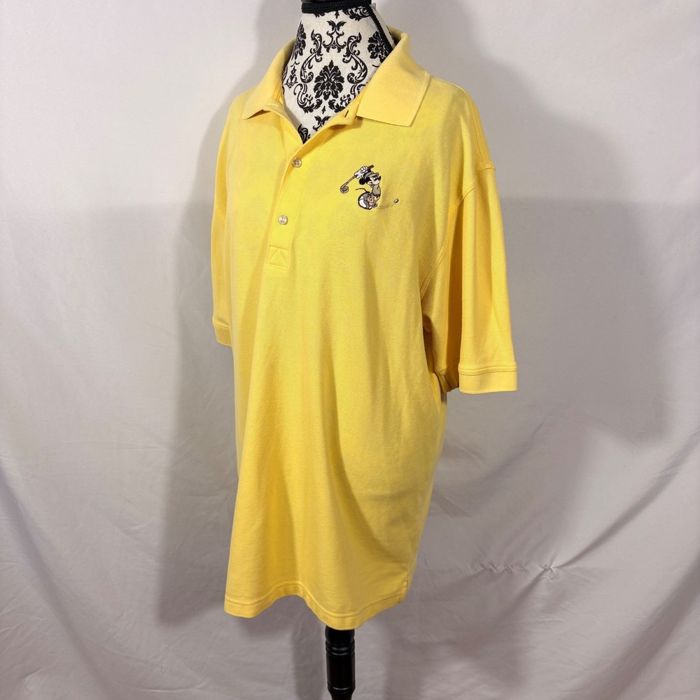 Greg Norman Mickey Mouse Golf Polo Shirt Mens XL Yellow Play Dry Pique Disney - Picture 2 of 15